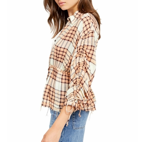Free People Peach Tree Plaid Shirt - Picture 4 of 13